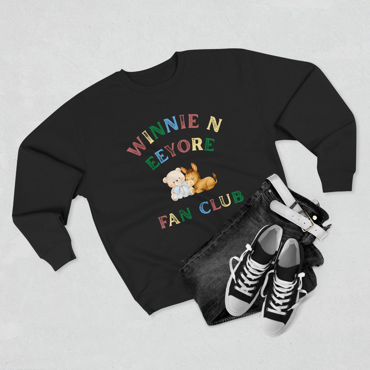 Winnie the Pooh & Eeyore Sweatshirt | Cute Pastel Fan Club Design | Unisex Crewneck Pullover