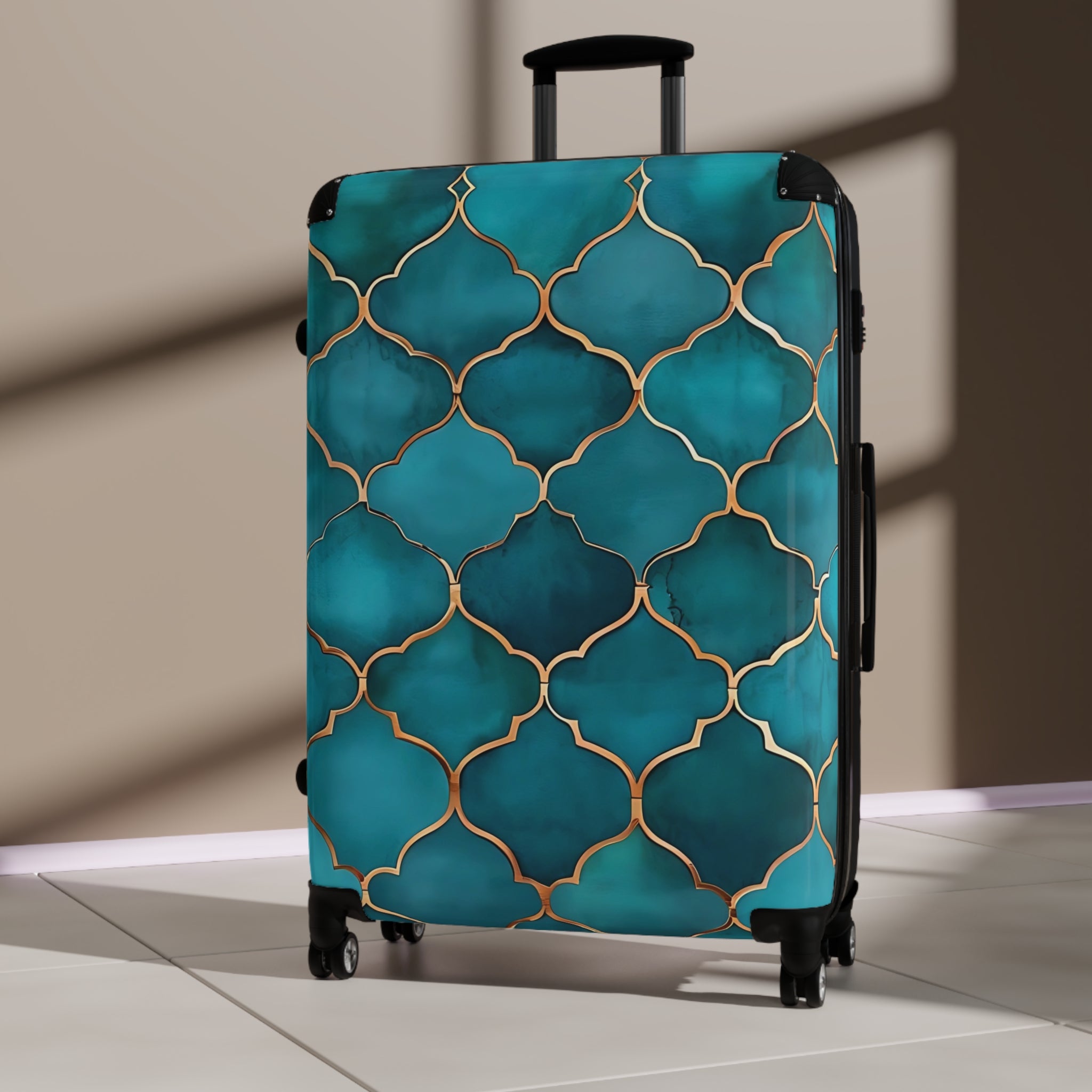 Teal Patterned Suitcase