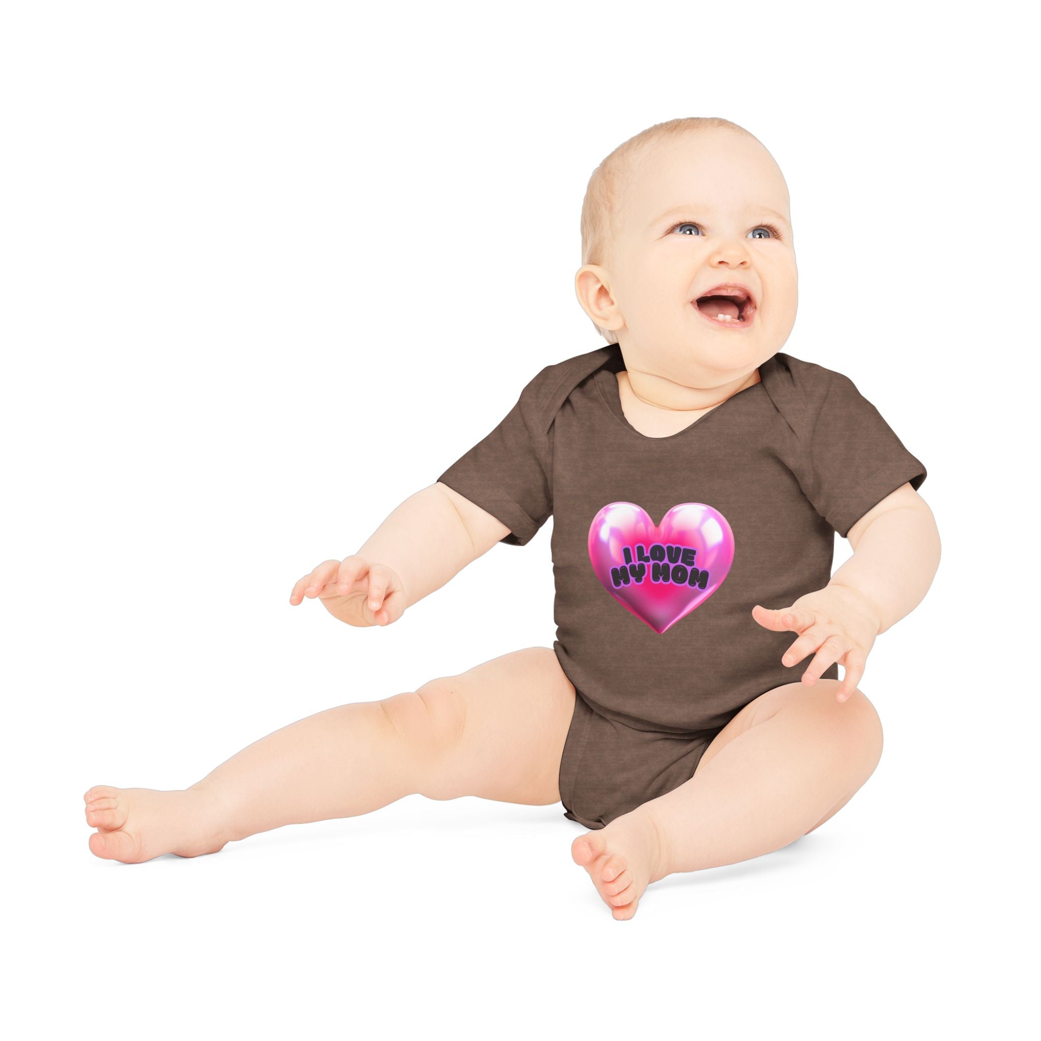 I Love My Mom Organic Baby Bodysuit - Soft Cotton Infant Onesie for Newborns