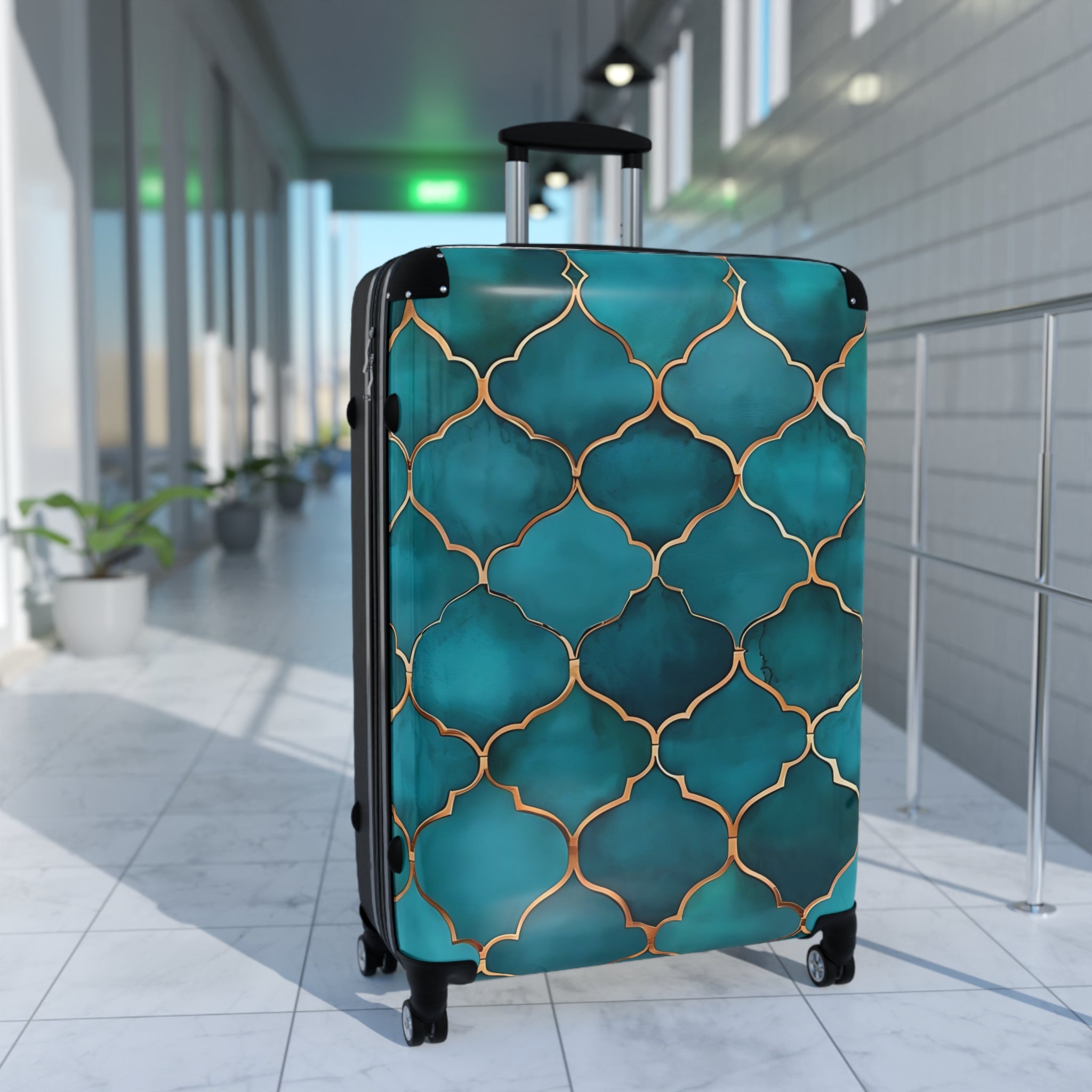 Teal Patterned Suitcase