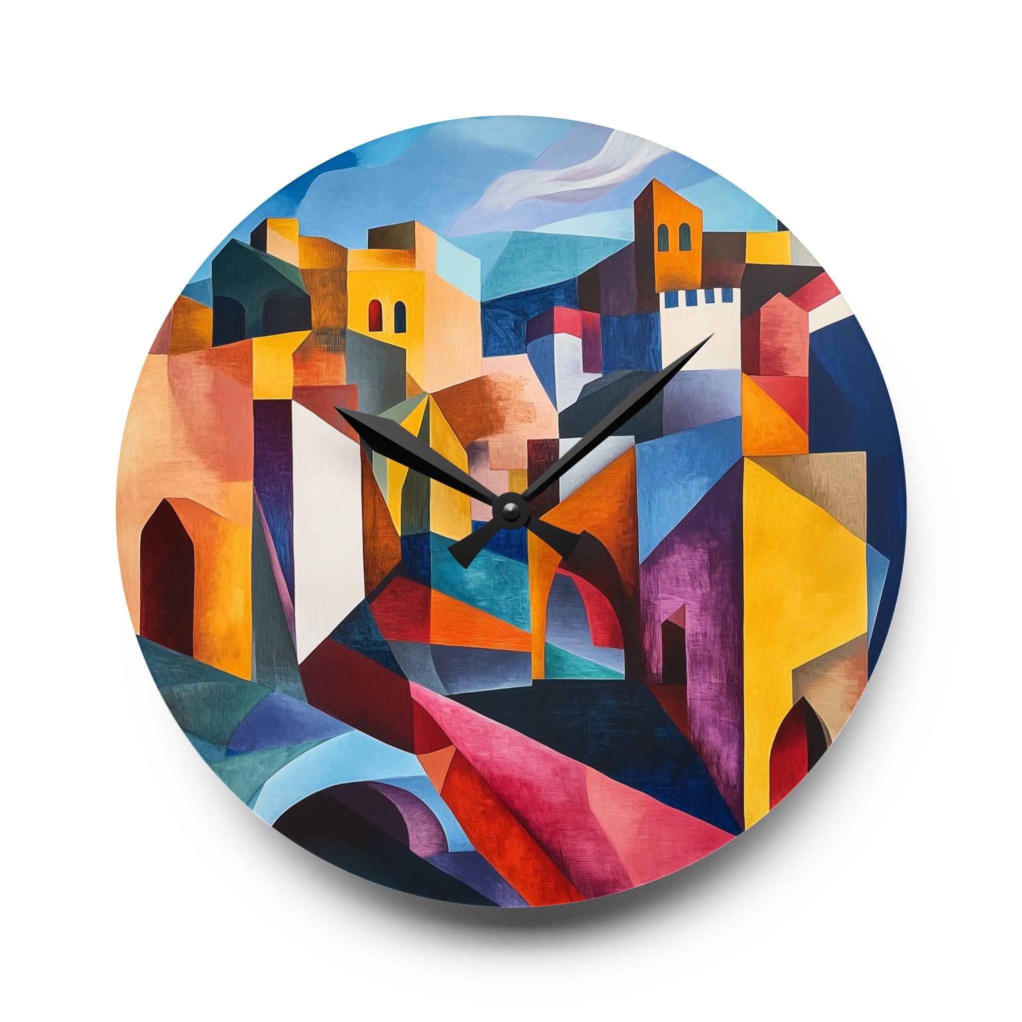 Vibrant Acrylic Wall Clock - Colorful Geometric Design