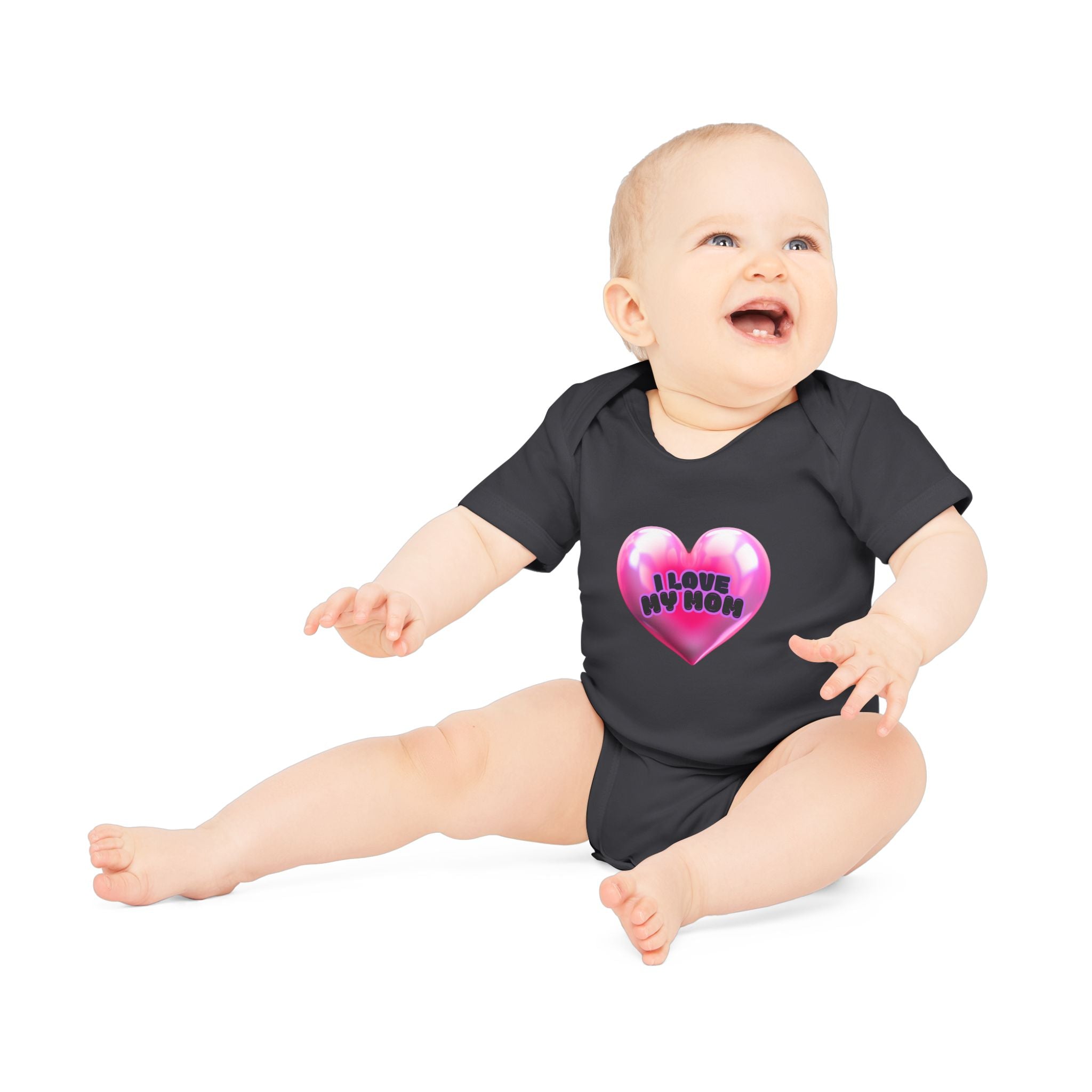 I Love My Mom Organic Baby Bodysuit - Soft Cotton Infant Onesie for Newborns