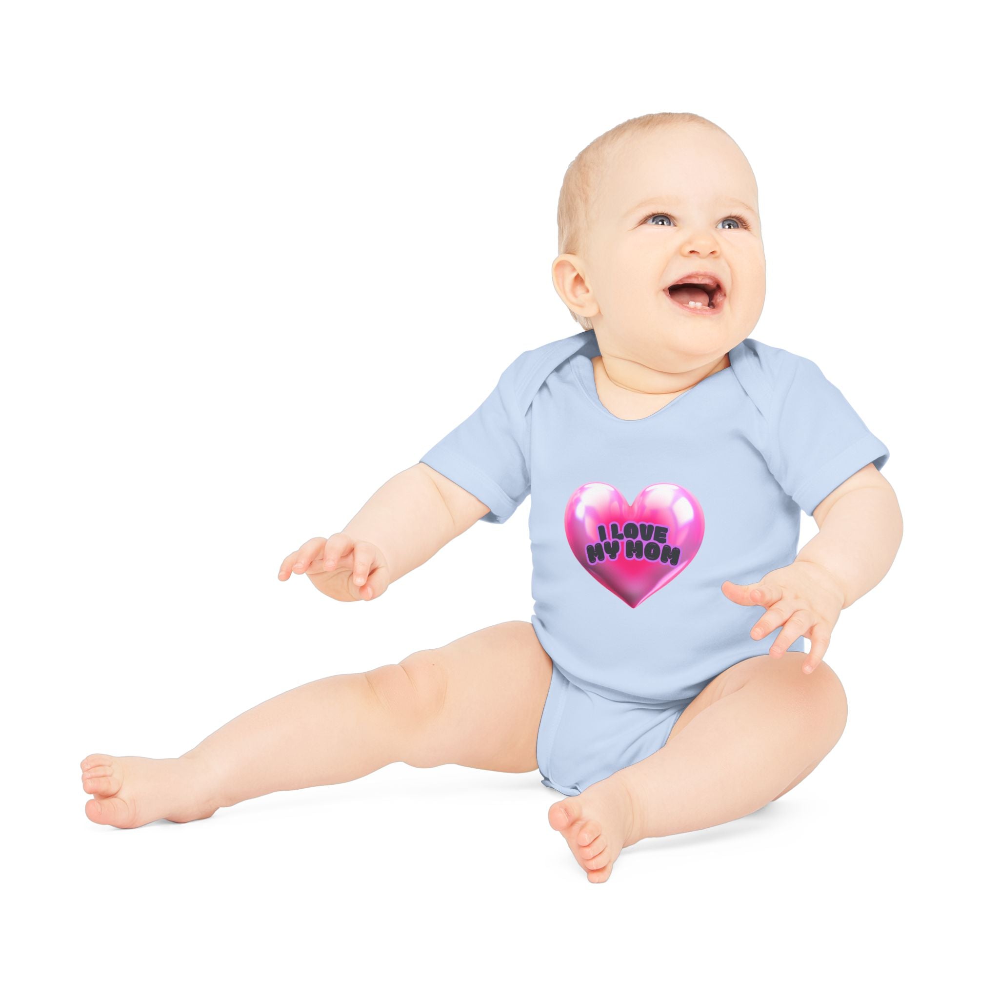 I Love My Mom Organic Baby Bodysuit - Soft Cotton Infant Onesie for Newborns