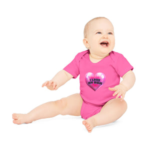 I Love My Mom Organic Baby Bodysuit - Soft Cotton Infant Onesie for Newborns