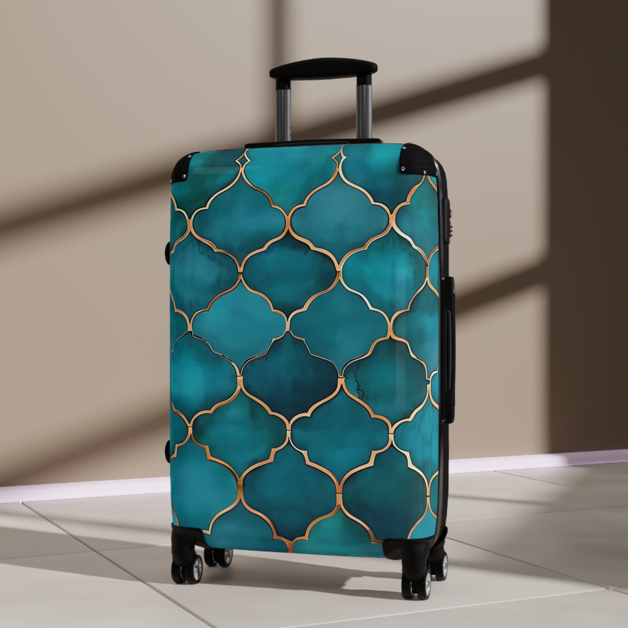 Teal Patterned Suitcase