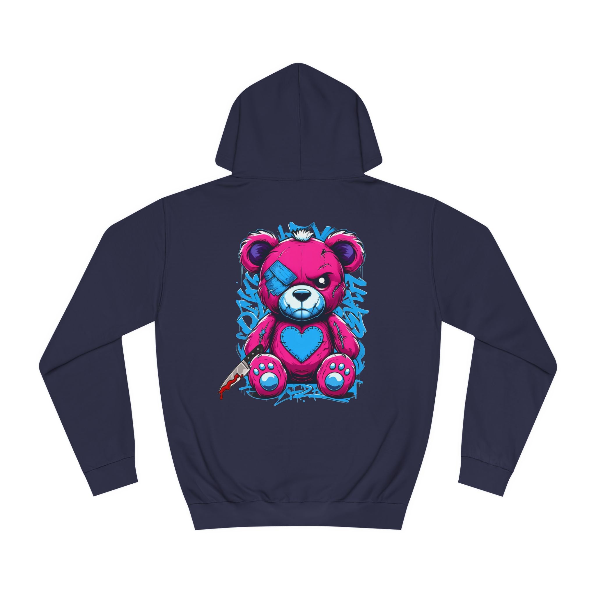 Cool Pink Bear Graphic Unisex College Hoodie