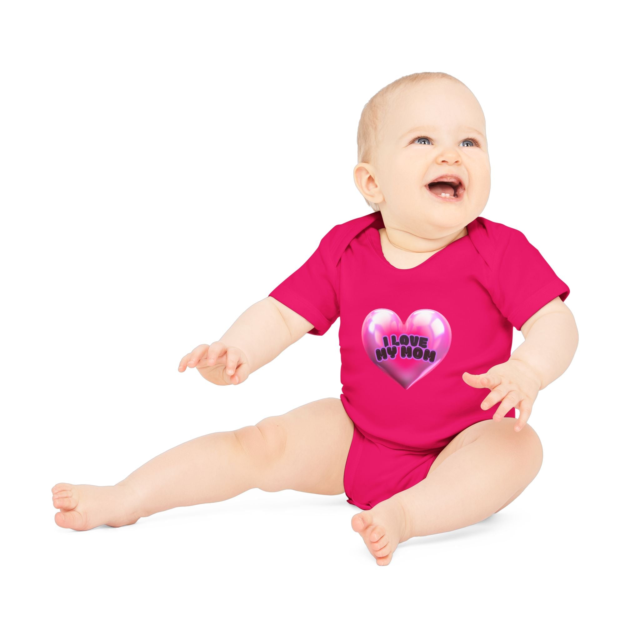 I Love My Mom Organic Baby Bodysuit - Soft Cotton Infant Onesie for Newborns