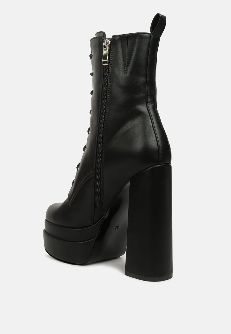 Meows Faux Leather High Heel Platform Ankle Boots