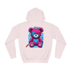 Cool Pink Bear Graphic Unisex College Hoodie