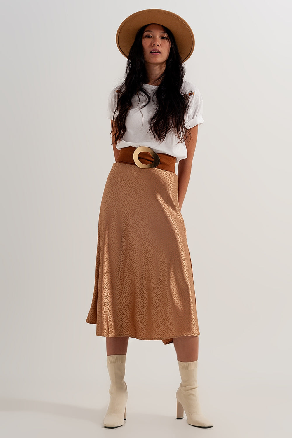 Gold Cheetah Midi Skirt