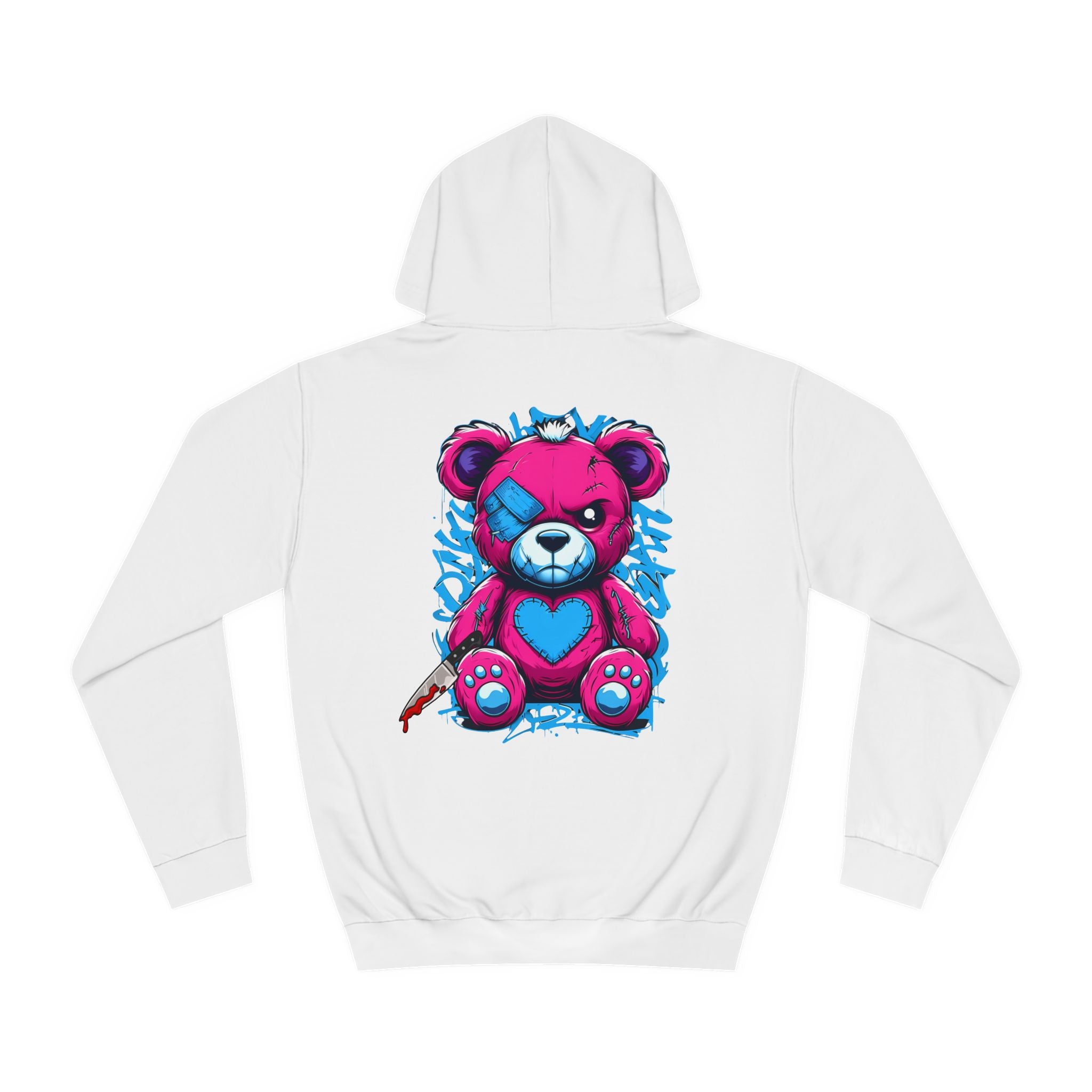 Cool Pink Bear Graphic Unisex College Hoodie