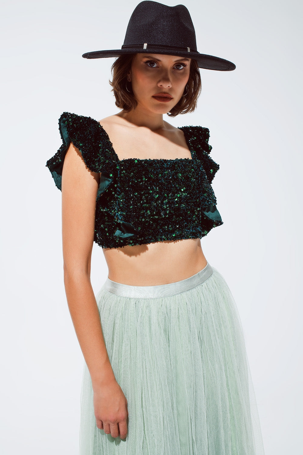 Daphne Sequin Cropped Top