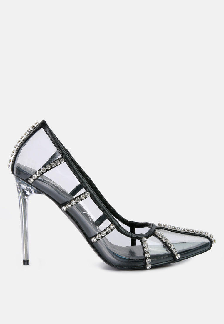 Diamante Clear Stiletto Heel Pumps