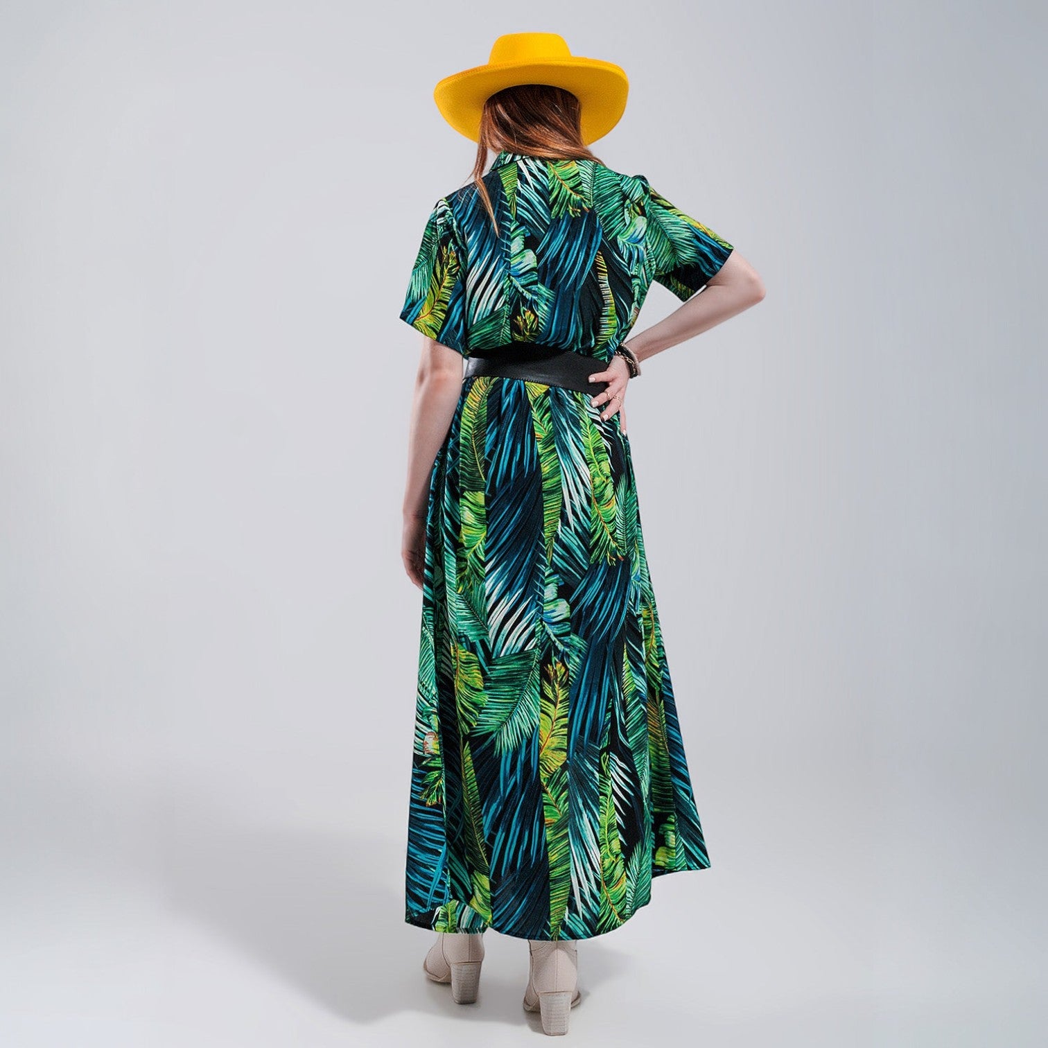 Tropical Maxi Shirt Dress