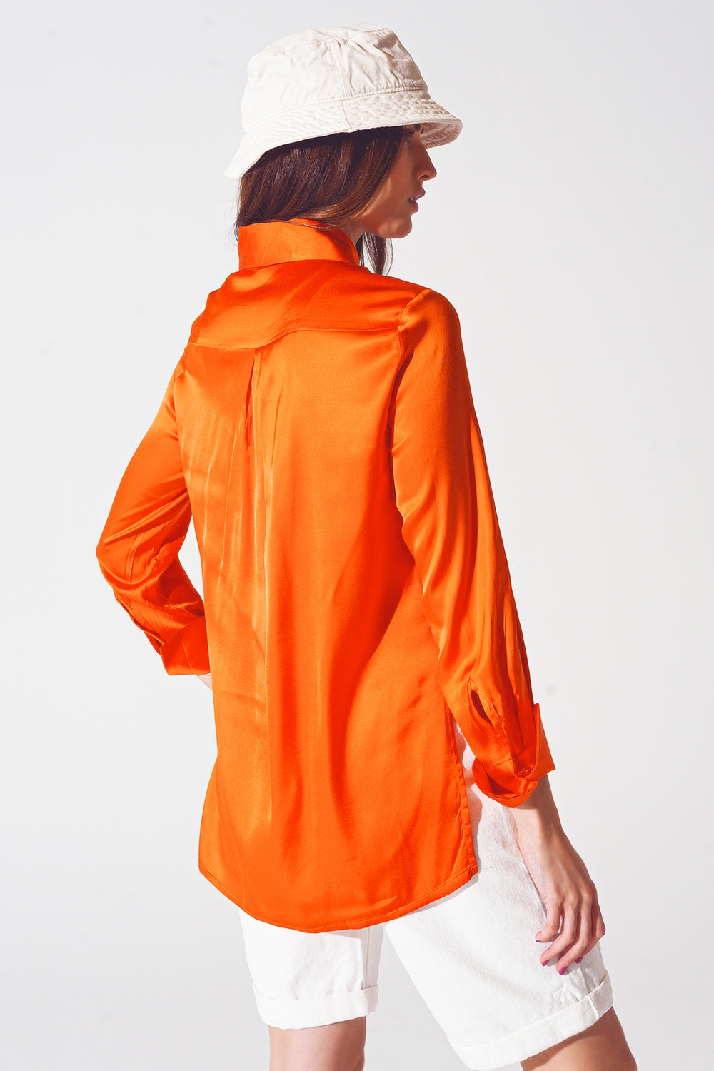 Orange Satin Blouse