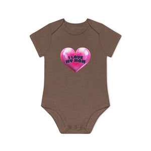 I Love My Mom Organic Baby Bodysuit - Soft Cotton Infant Onesie for Newborns