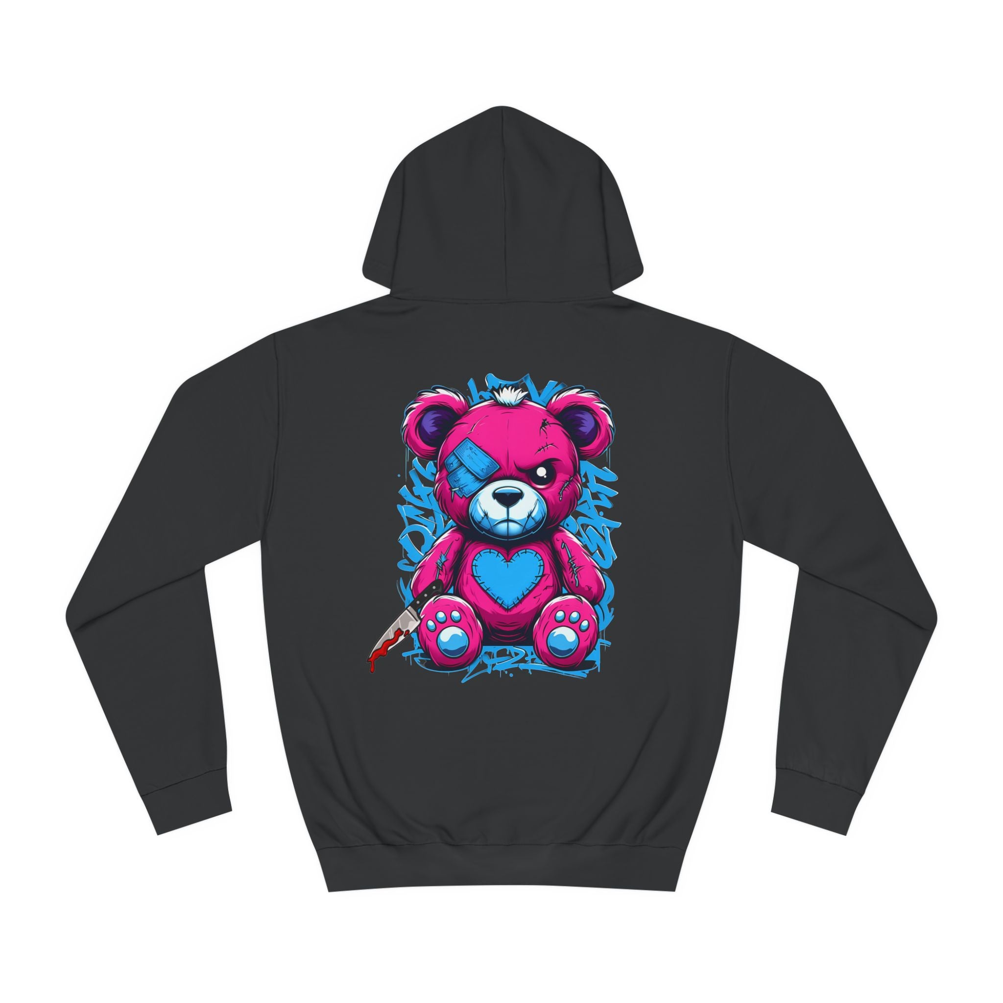 Cool Pink Bear Graphic Unisex College Hoodie