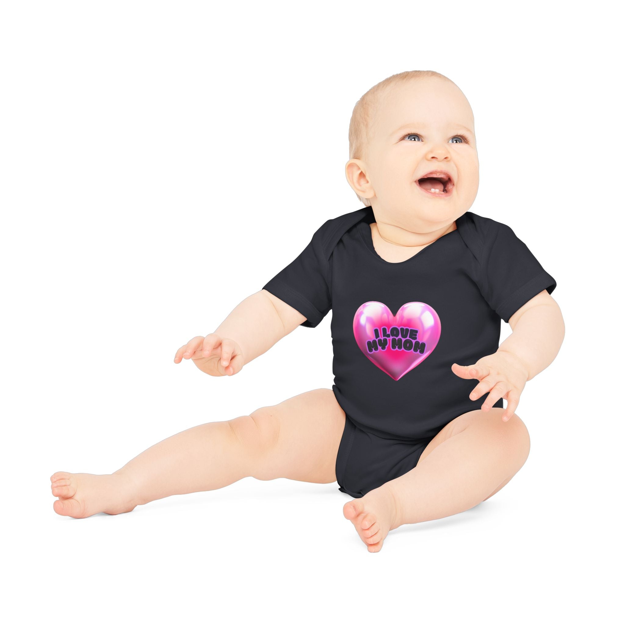 I Love My Mom Organic Baby Bodysuit - Soft Cotton Infant Onesie for Newborns