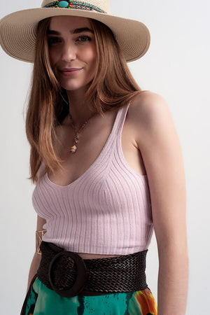 Knitted Crop Top in Pink