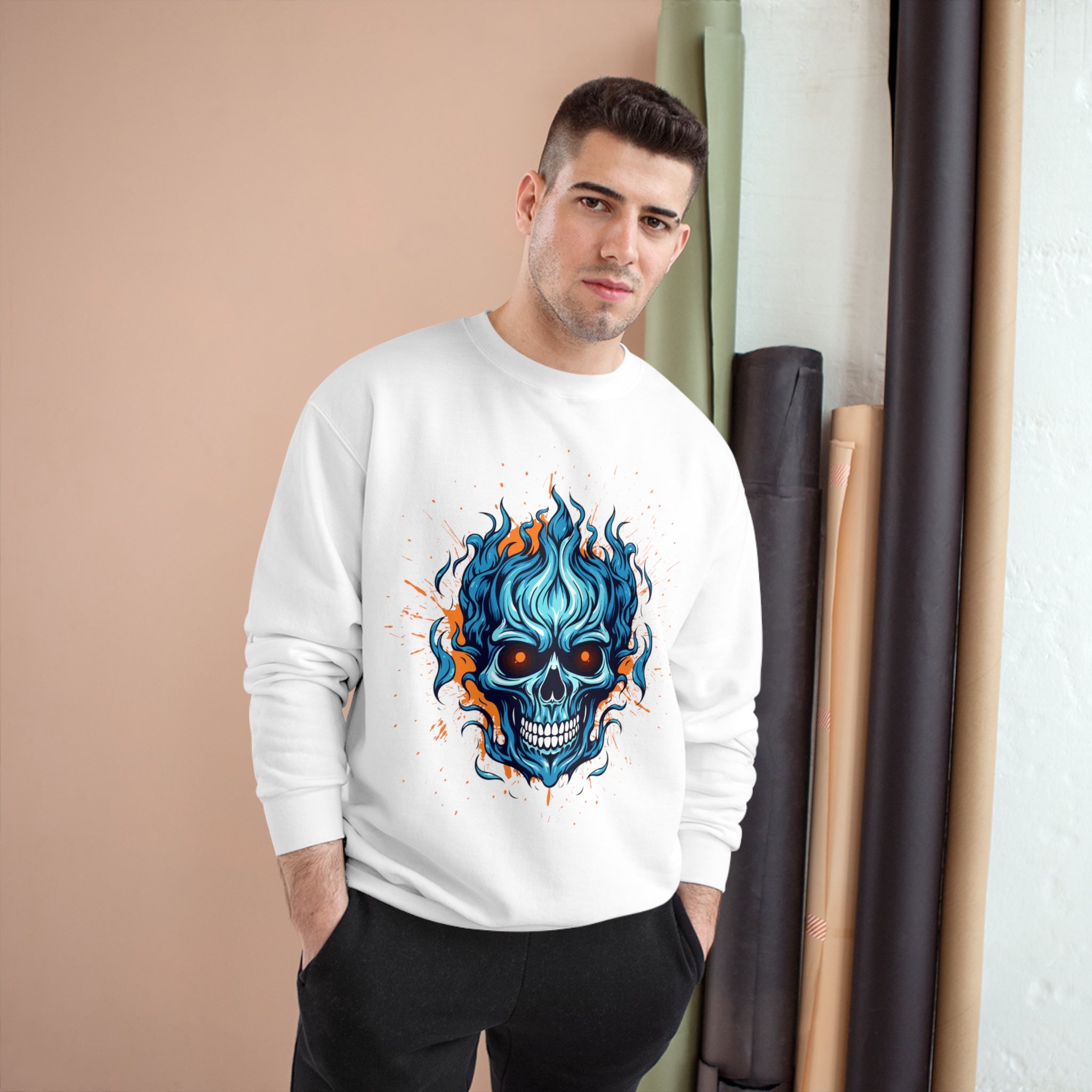 Flaming Skull Champion Sweatshirt