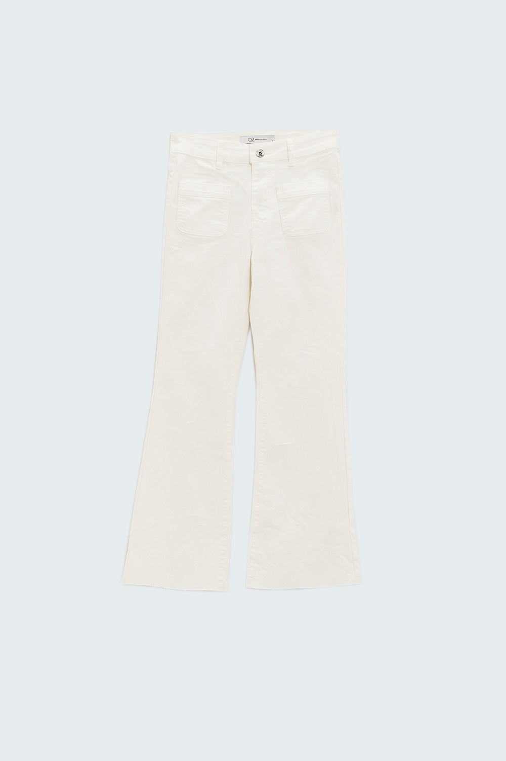 White Skinny Flared Jeans With Front Pocket Detail