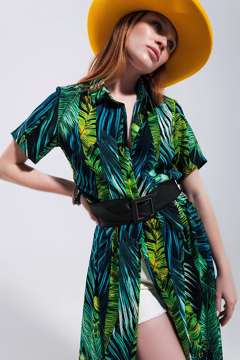 Tropical Maxi Shirt Dress