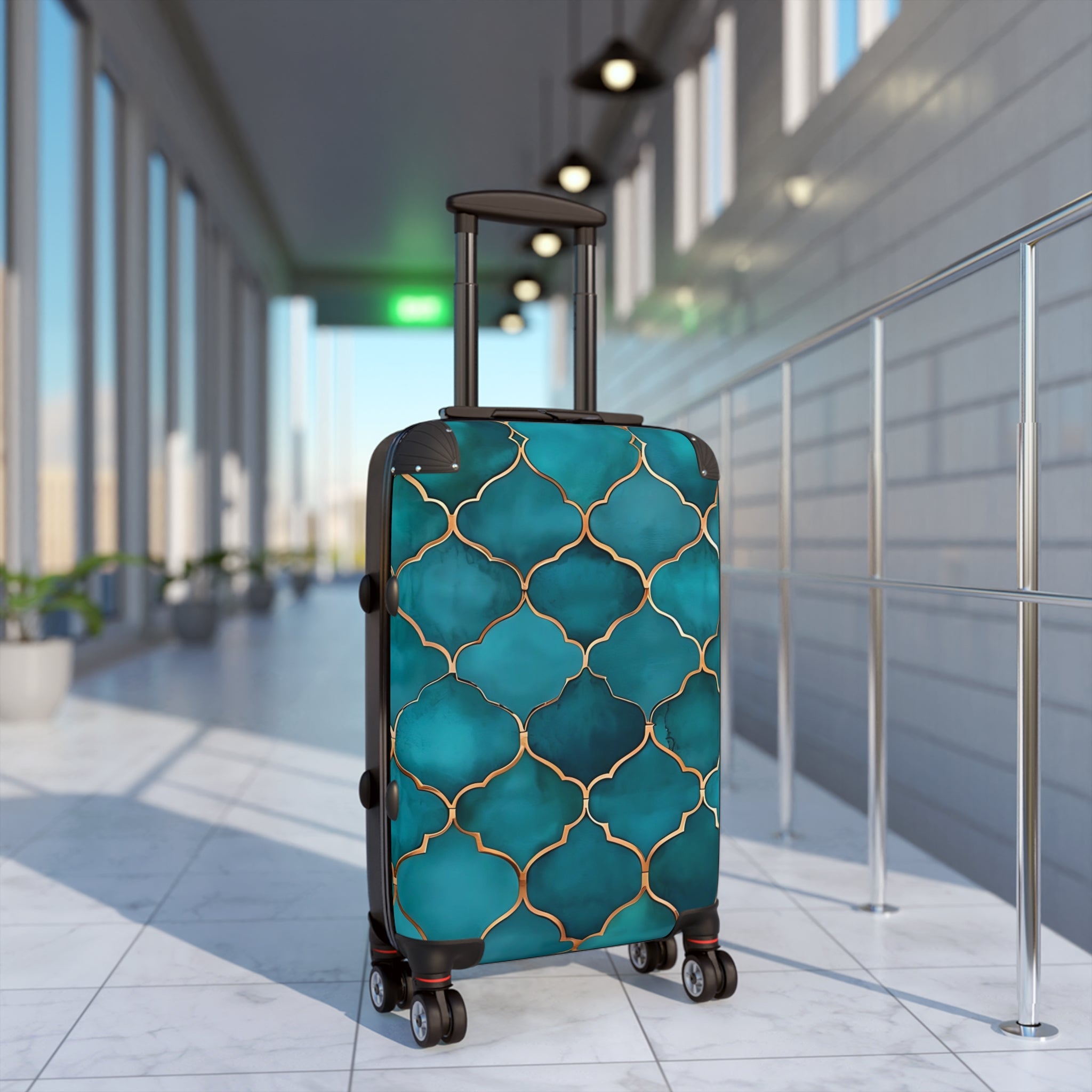 Teal Patterned Suitcase