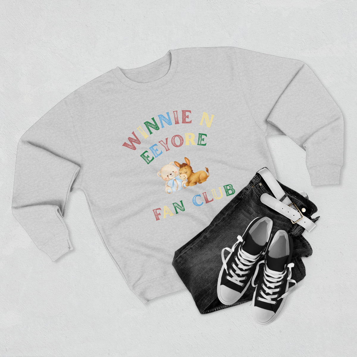 Winnie the Pooh & Eeyore Sweatshirt | Cute Pastel Fan Club Design | Unisex Crewneck Pullover