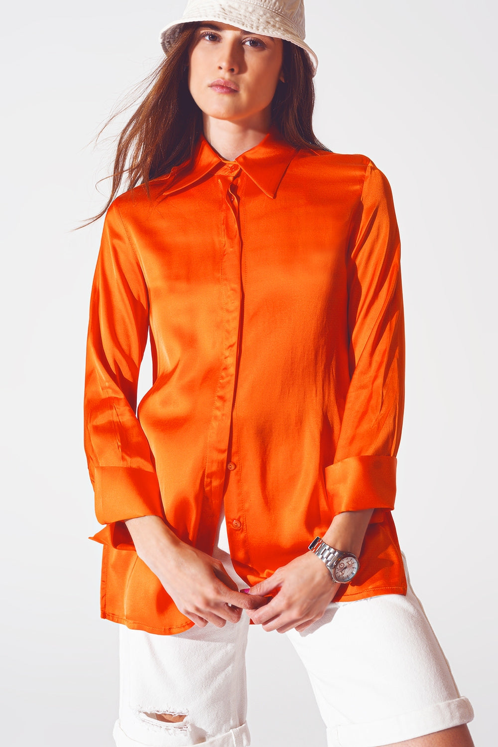 Orange Satin Blouse