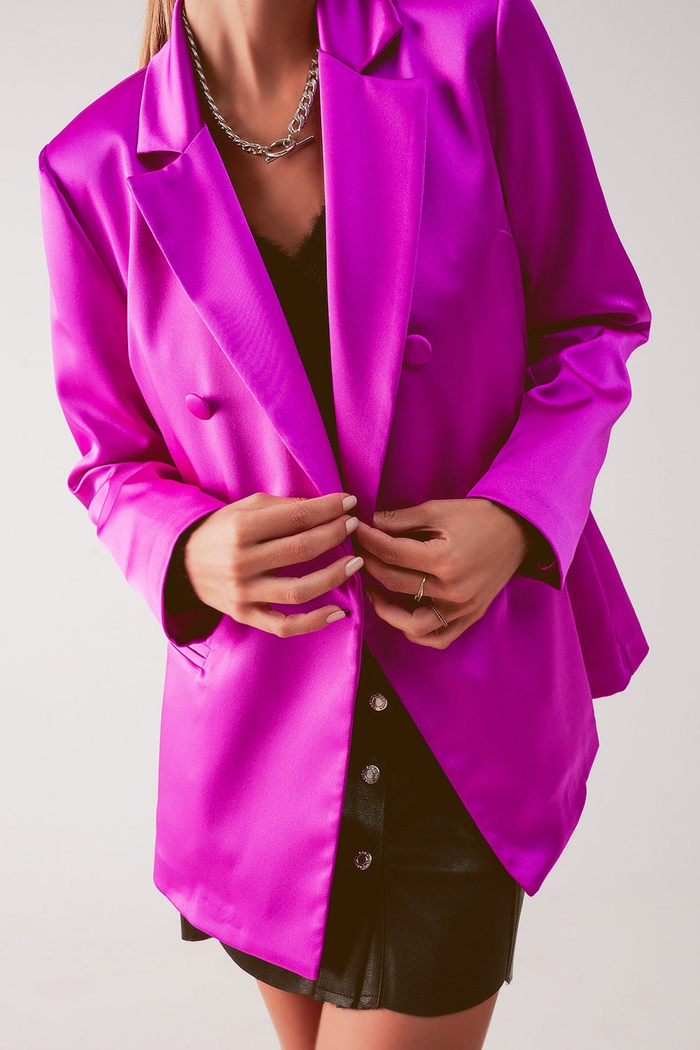 Satin Fuchsia Blazer