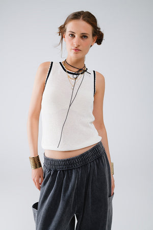 Pointelle White Sleeveless Top