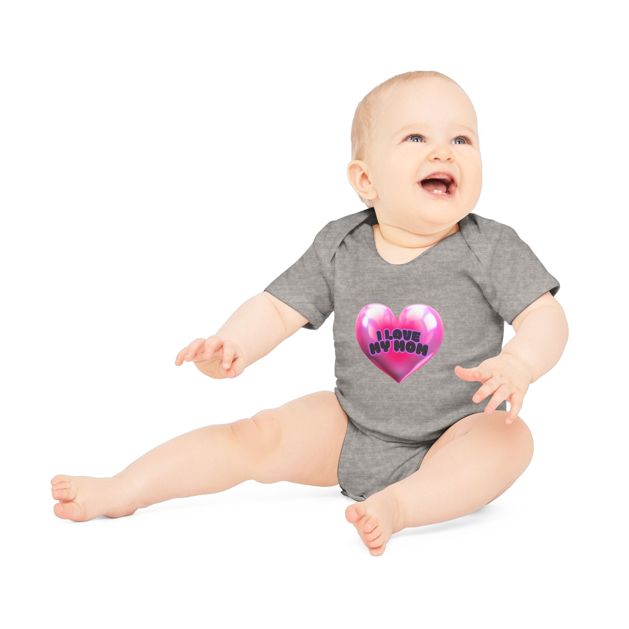 I Love My Mom Organic Baby Bodysuit - Soft Cotton Infant Onesie for Newborns