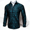 Barry Wang Teal Paisley Floral Silk Shirt