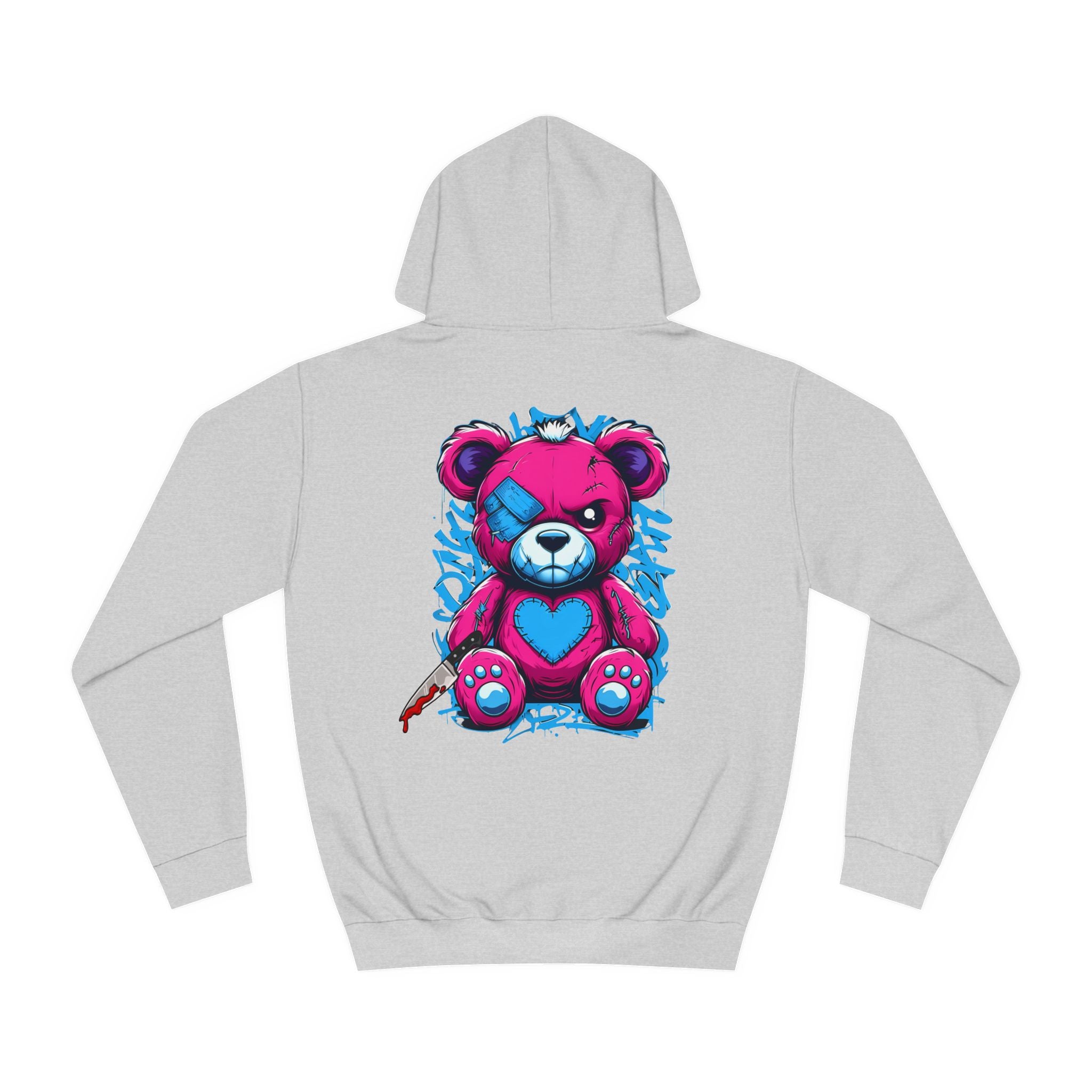 Cool Pink Bear Graphic Unisex College Hoodie