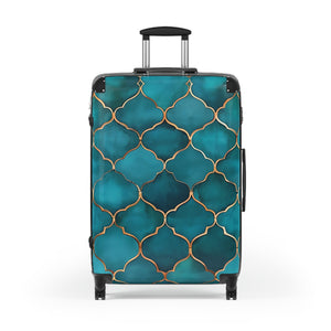 Teal Patterned Suitcase