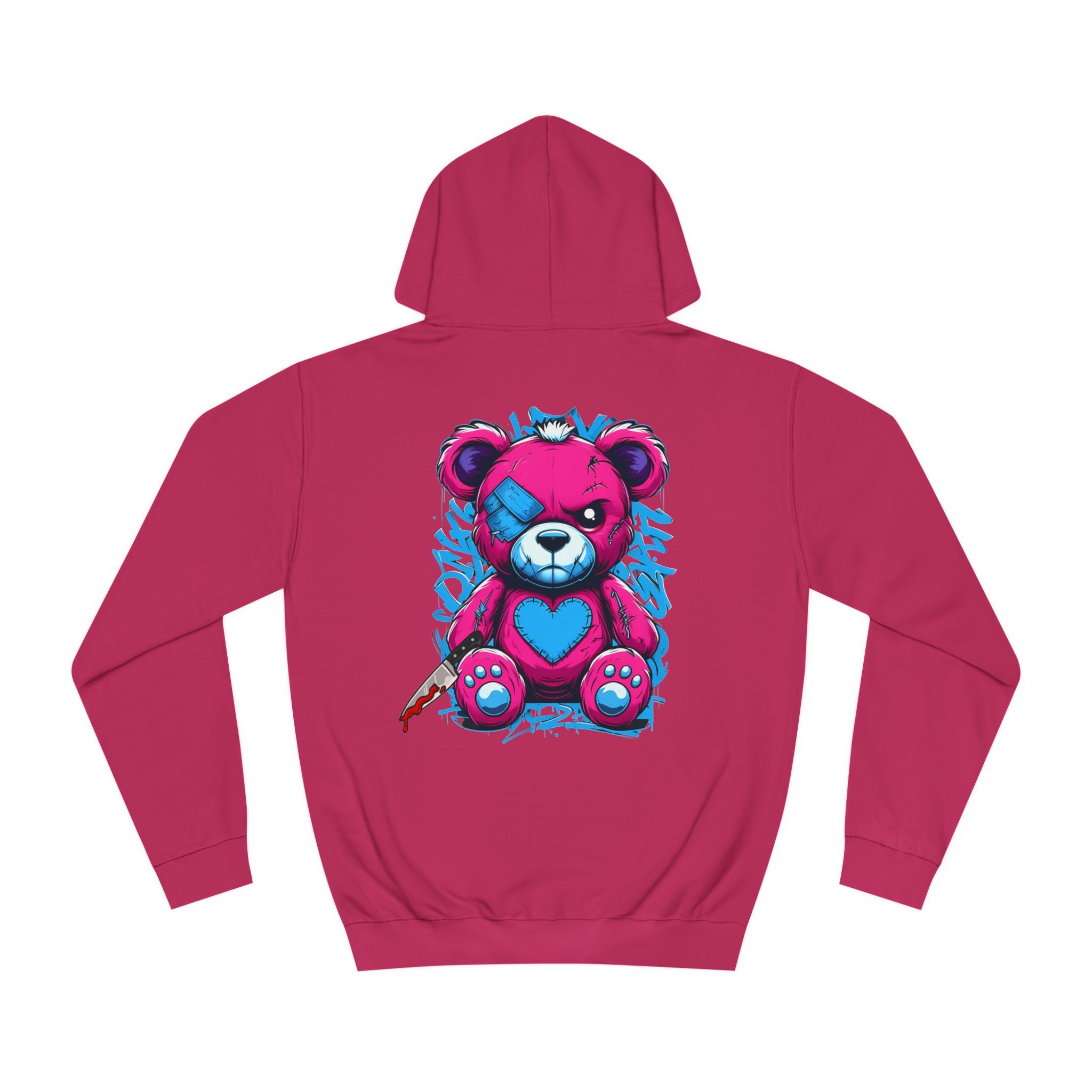 Cool Pink Bear Graphic Unisex College Hoodie