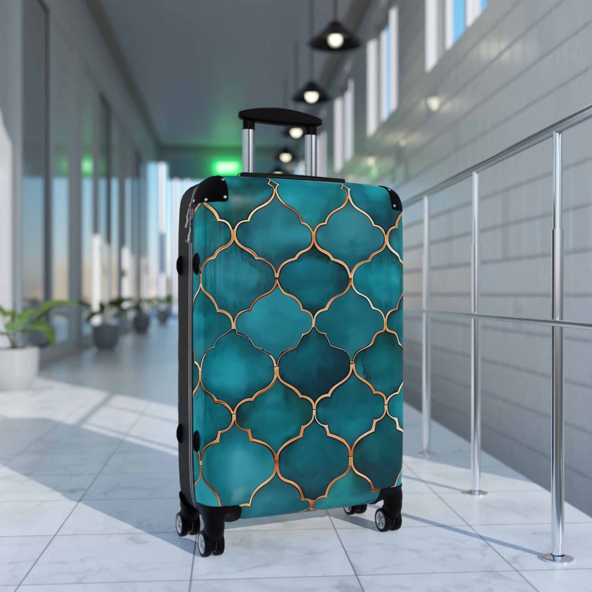 Teal Patterned Suitcase