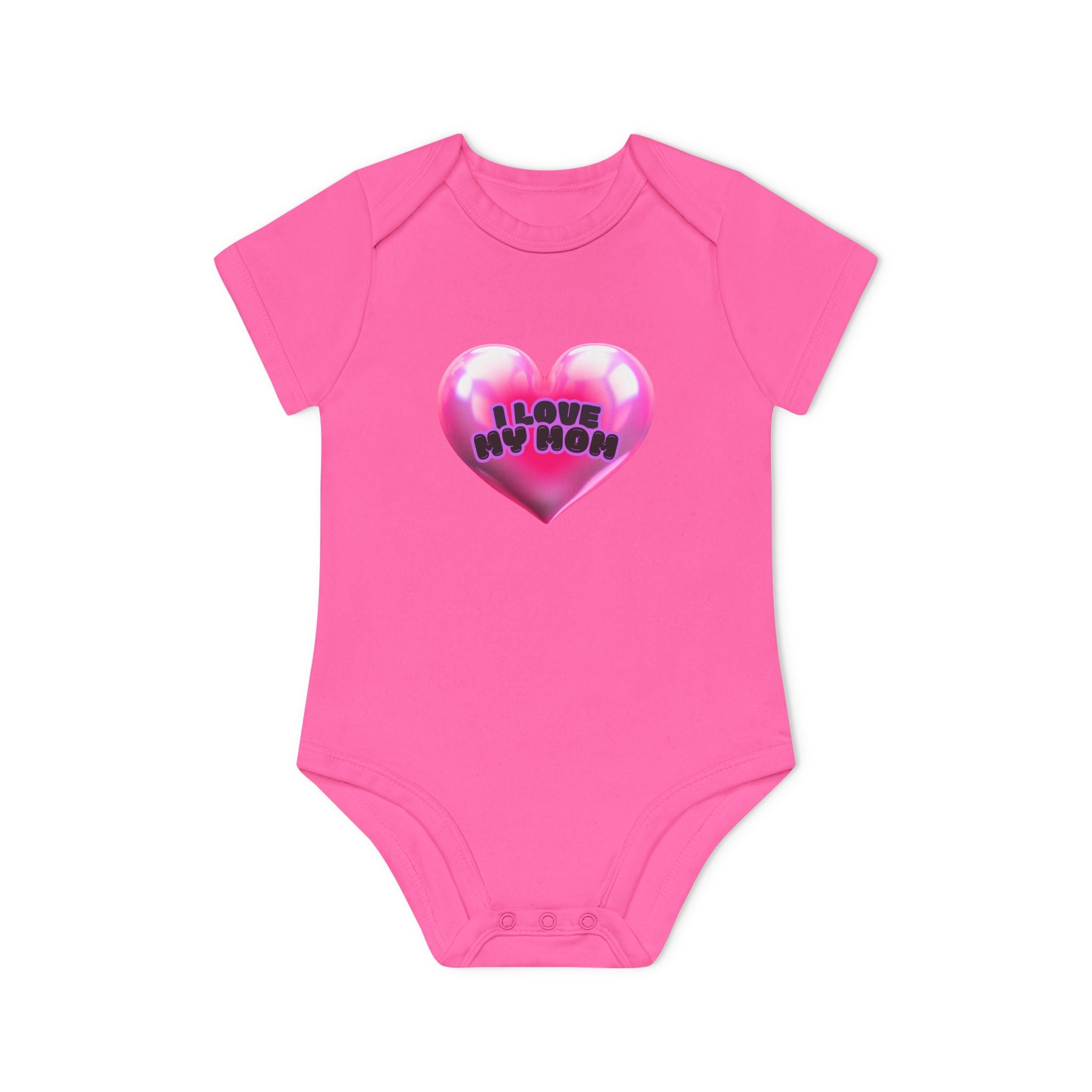 I Love My Mom Organic Baby Bodysuit - Soft Cotton Infant Onesie for Newborns