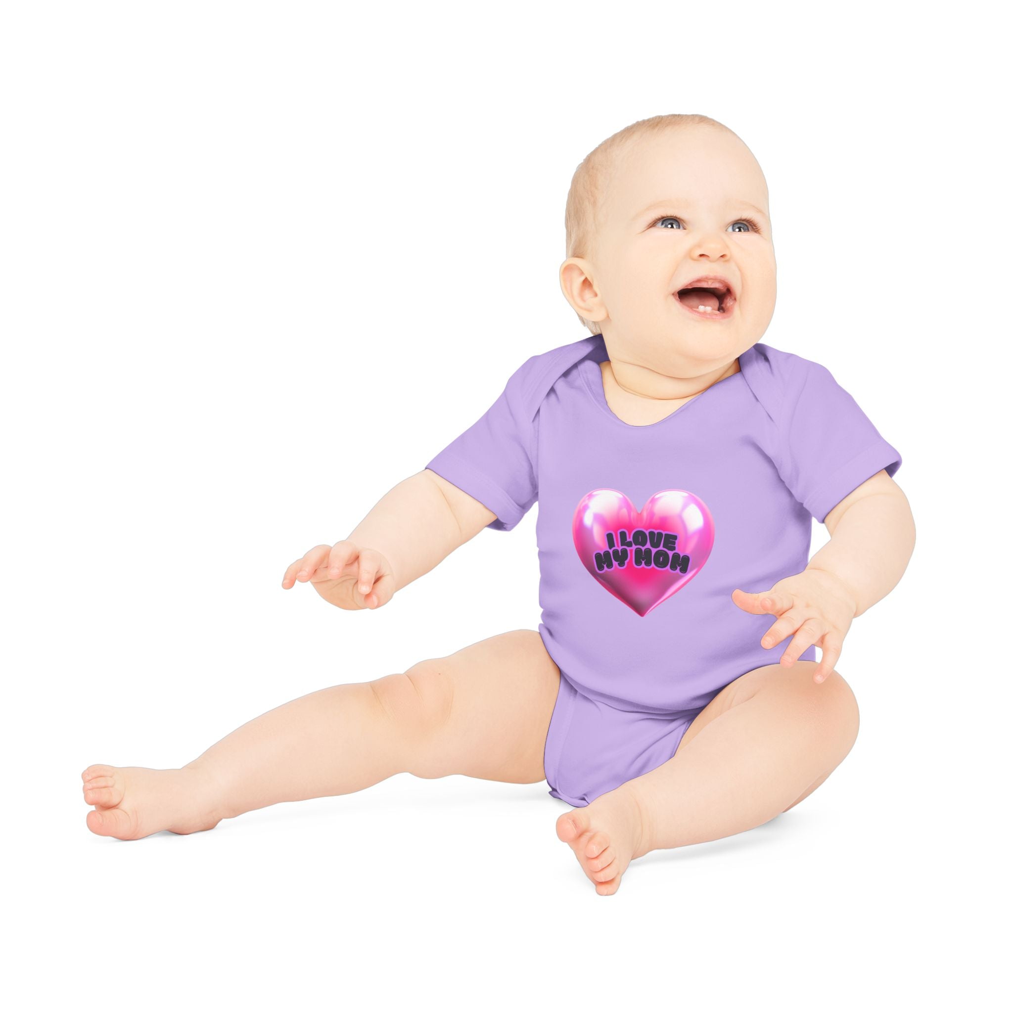 I Love My Mom Organic Baby Bodysuit - Soft Cotton Infant Onesie for Newborns