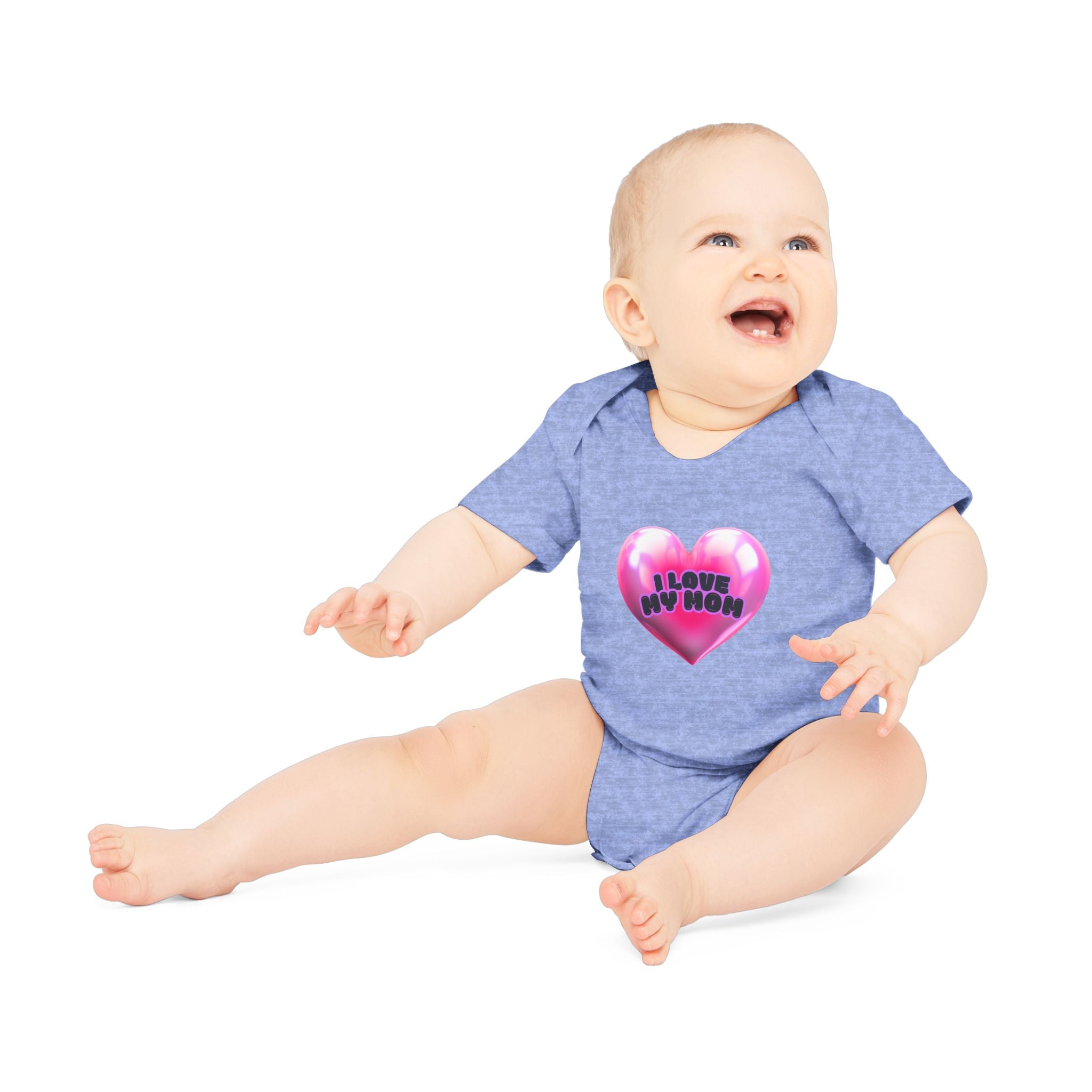 I Love My Mom Organic Baby Bodysuit - Soft Cotton Infant Onesie for Newborns