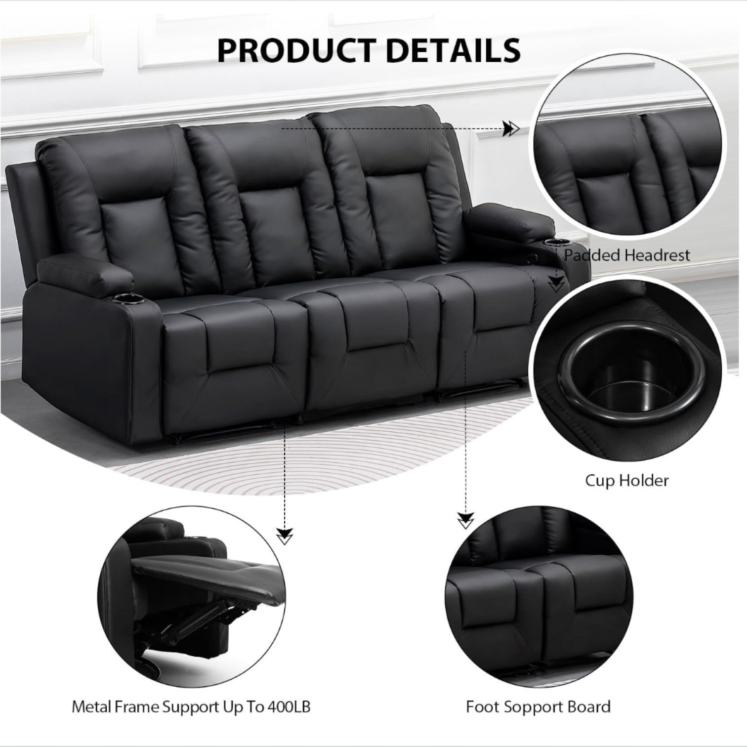 2-Piece Bonded Leather Recliner Chair Set by Comhoma