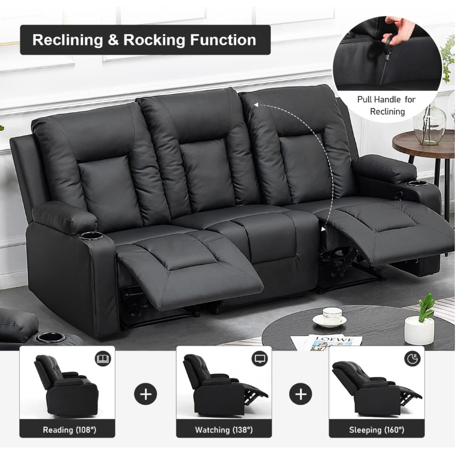 2-Piece Bonded Leather Recliner Chair Set by Comhoma