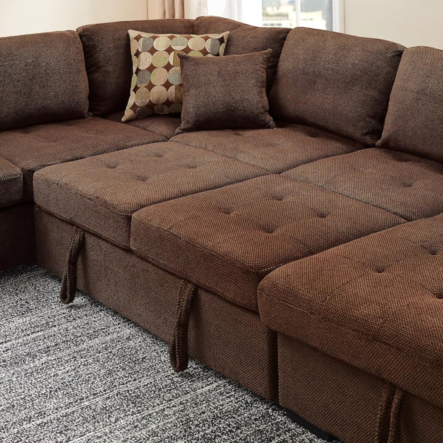 U-Shaped Sleeper Sectional Sofa with Storage Chaise by ThSuper