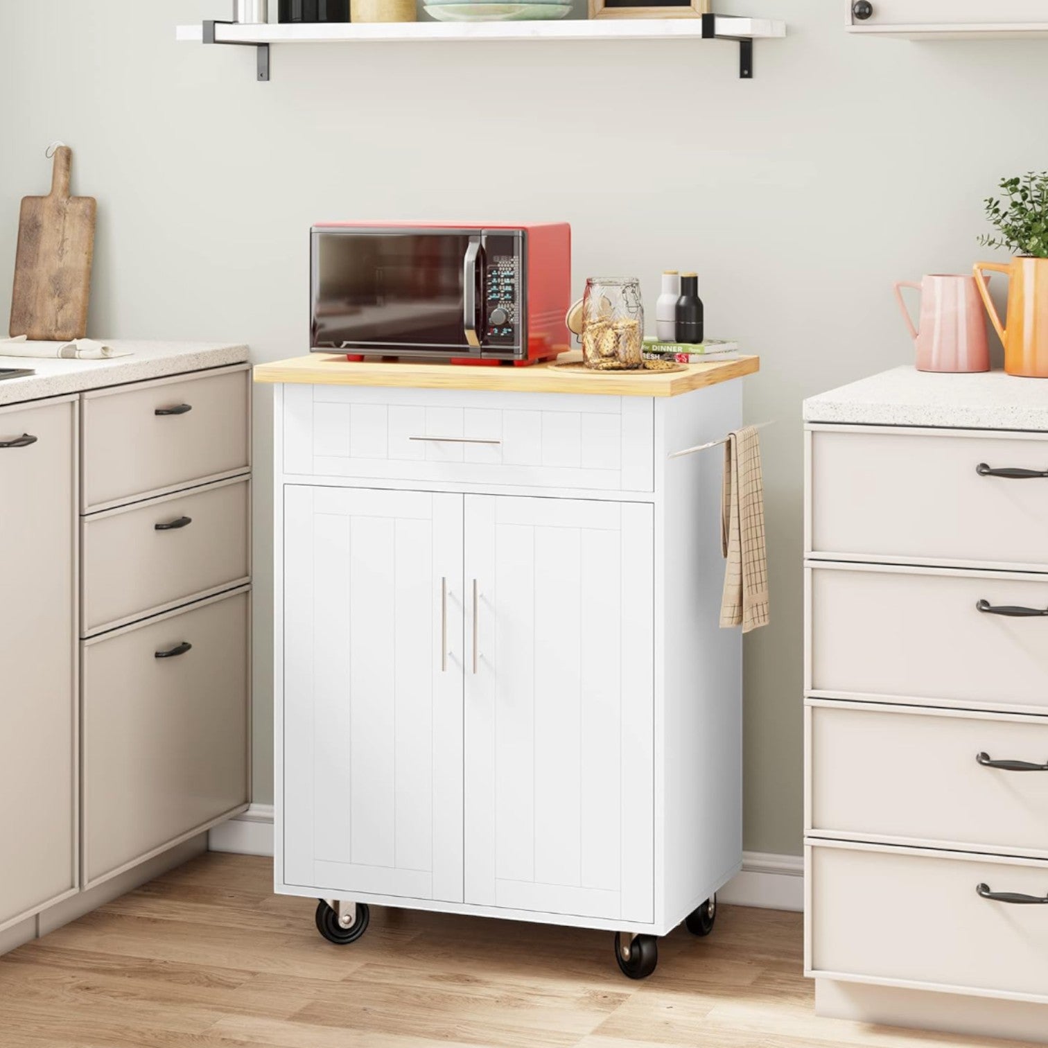 Rolling Kitchen Island Cart with Storage by Shintenchi