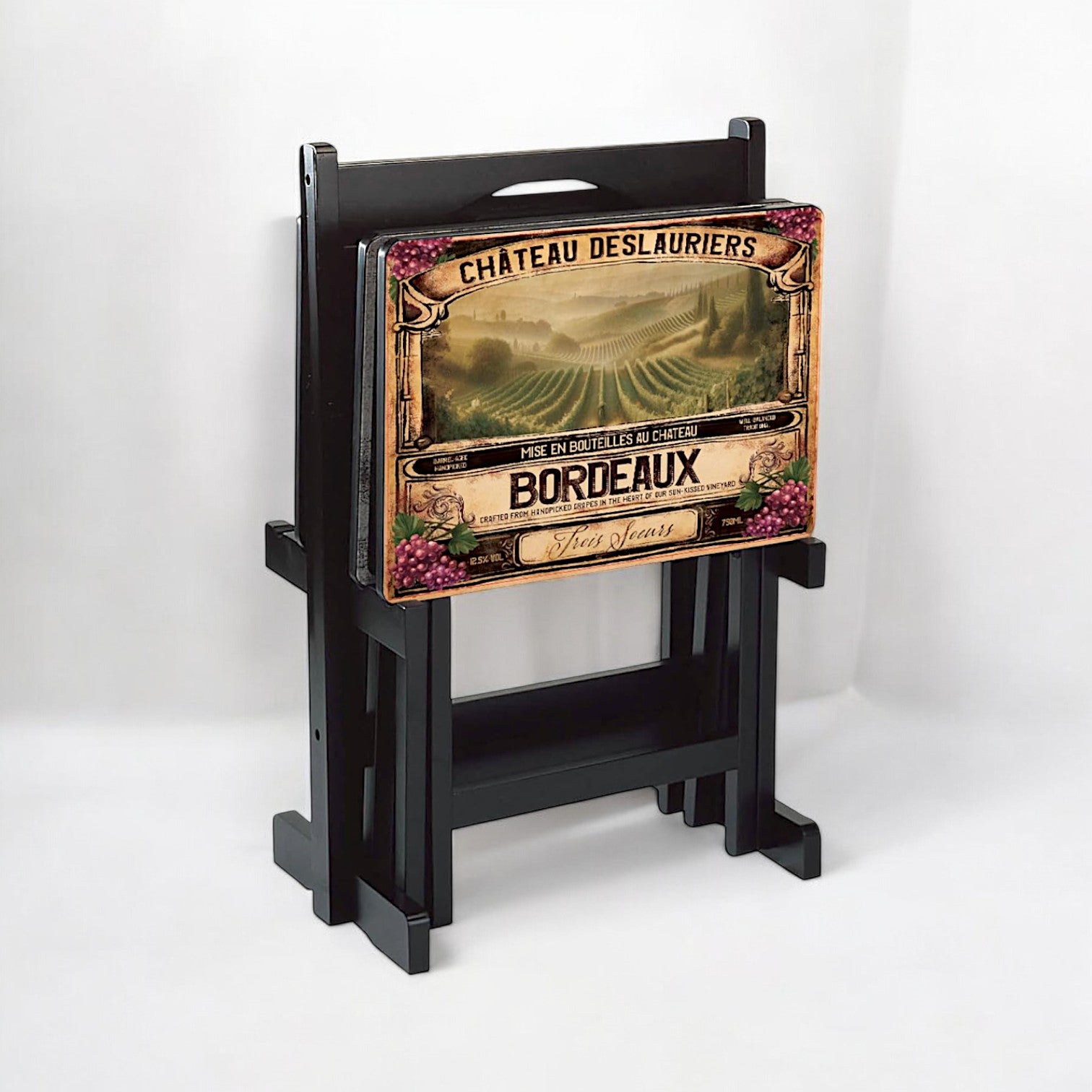 Wine Label Classic TV Trays Table | Set of 4 | By Cape Craftsmen