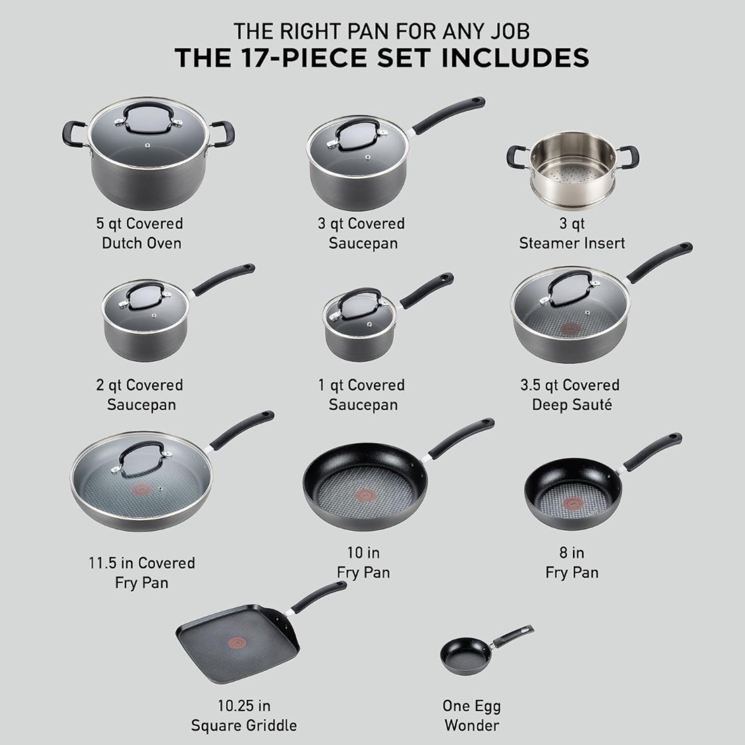 Ultimate Hard Anodized Nonstick Cookware Set by T-Fall