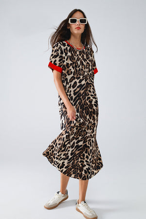 Leopard Print Dress With Front Knotted Detail