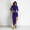 High Neck Maxi Knitted Dress in Purple