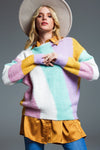 Relaxed Pastel Multicolor Diagonal Stripe Sweater