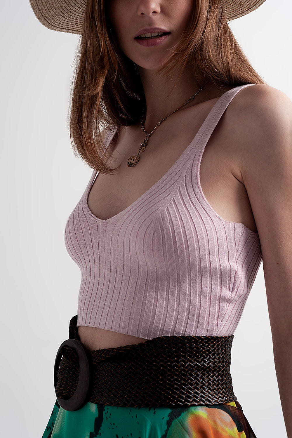 Knitted Crop Top in Pink